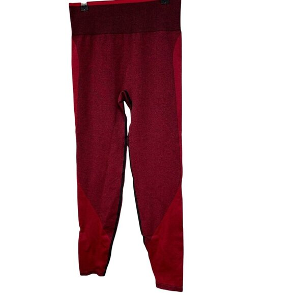 Pink VS Victorias Secret Red Seamless Leggings Medium Size Yoga Stretch Gym - Picture 3 of 7